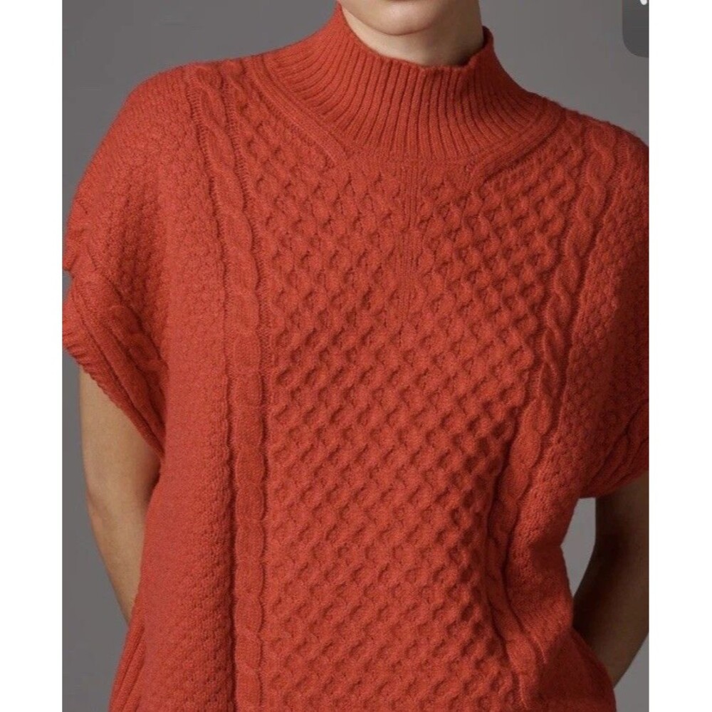 Anthropologie Maeve Womens XL Sweater Cable Knit Wool Blend Sweater Vest Red